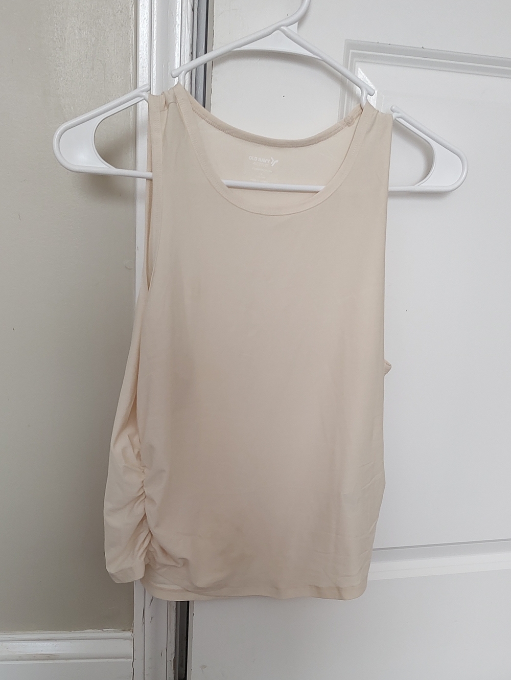 Old Navy Cream Sleeveless Tank Top with Side Ruching